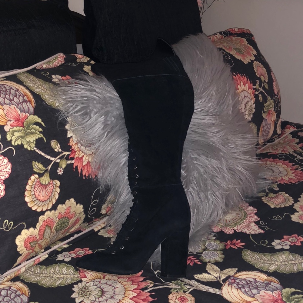 Sexy thigh high suede boots